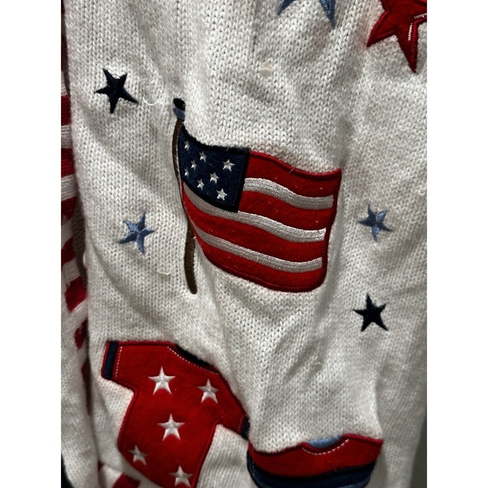 Quacker Factory Vtg , USA, America, 4th of July, Quarter Sleeve Sweater Knit Top - Picture 8 of 9
